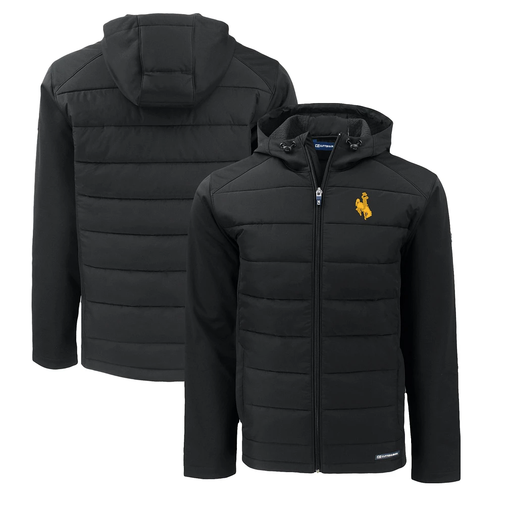 Men's Cutter & Buck Wyoming Cowboys Evoke Hybrid Eco Softshell Recycled Full-Zip Hoodie Jacket