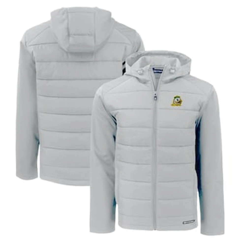 Men's Cutter & Buck Oregon Ducks Evoke Hybrid Eco Softshell Recycled Full-Zip Hoodie Jacket