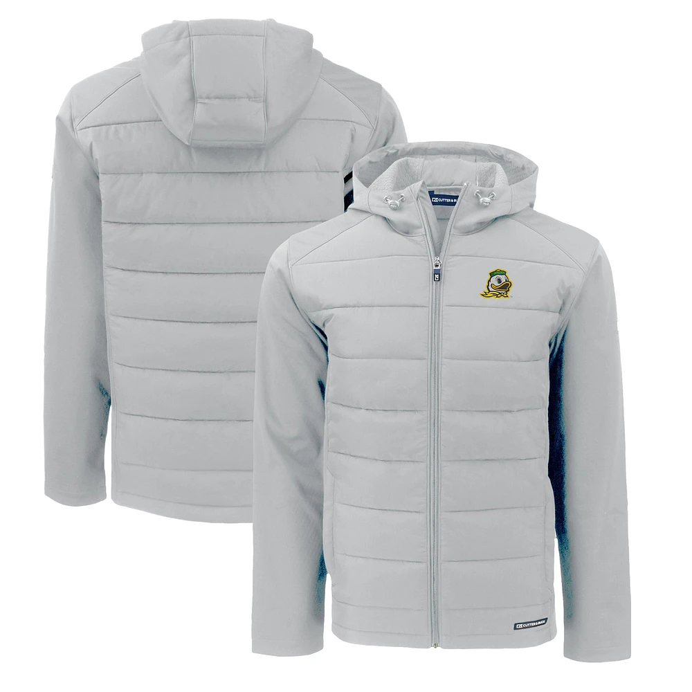 Men's Cutter & Buck Oregon Ducks Evoke Hybrid Eco Softshell Recycled Full-Zip Hoodie Jacket