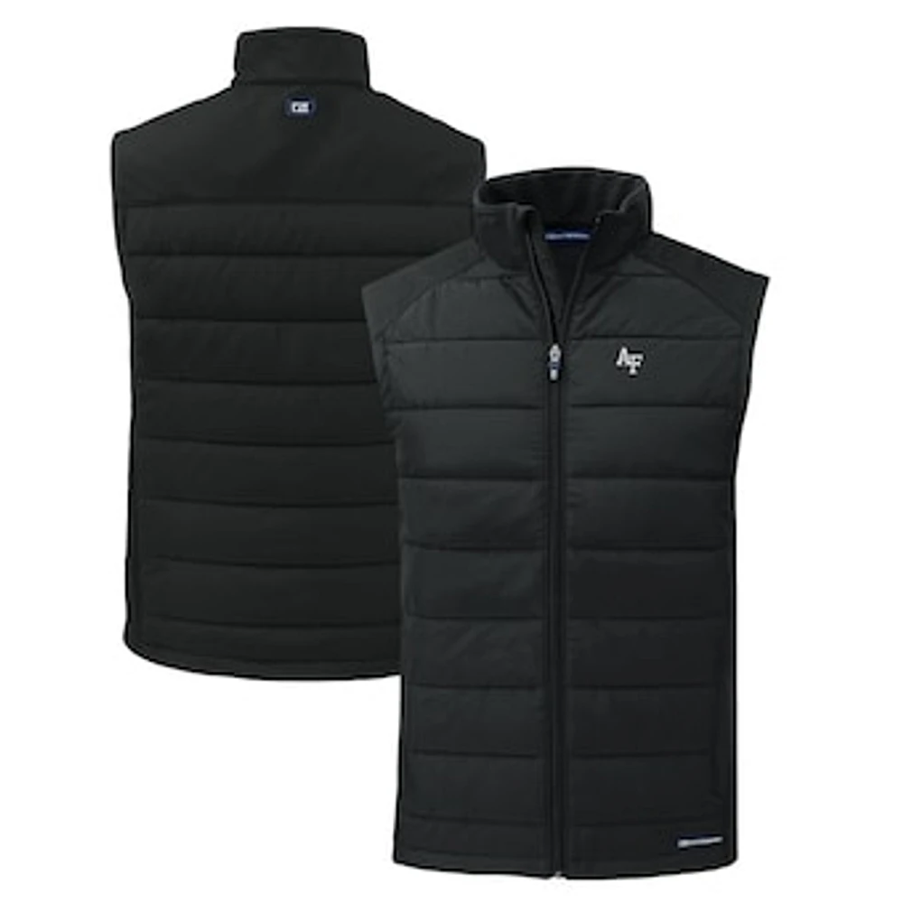 Men's Cutter & Buck Black Air Force Falcons Evoke Hybrid Eco Softshell Recycled Full-Zip Vest