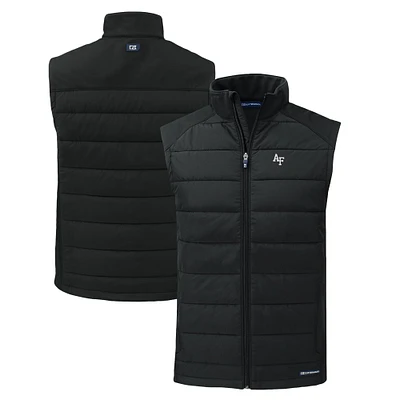 Men's Cutter & Buck Black Air Force Falcons Evoke Hybrid Eco Softshell Recycled Full-Zip Vest