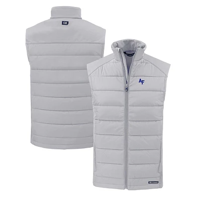 Men's Cutter & Buck Silver Air Force Falcons Evoke Hybrid Eco Softshell Recycled Full-Zip Vest