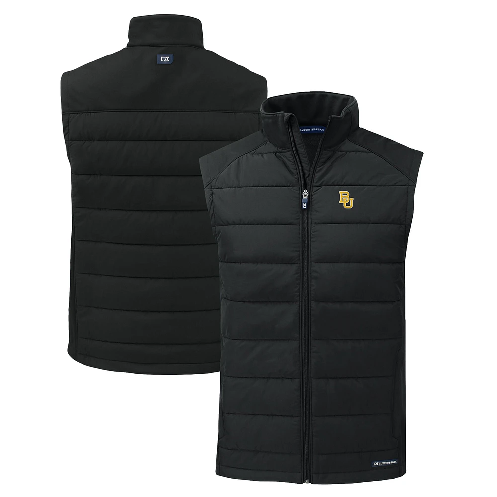 Men's Cutter & Buck Black Baylor Bears Evoke Hybrid Eco Softshell Recycled Full-Zip Vest