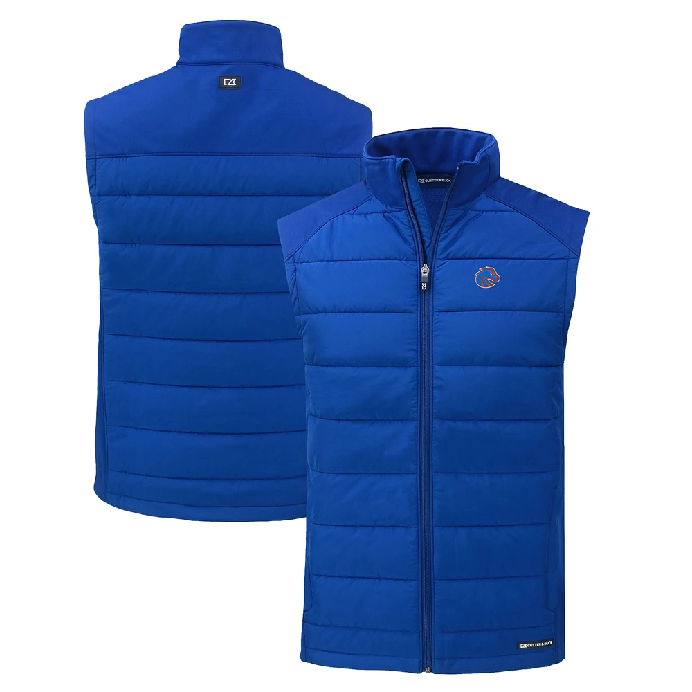 Men's Cutter & Buck Royal Boise State Broncos Evoke Hybrid Eco Softshell Recycled Full-Zip Vest