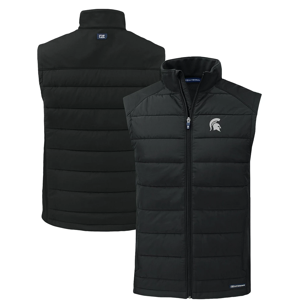 Men's Cutter & Buck Michigan State Spartans Evoke Hybrid Eco Softshell Recycled Full-Zip Vest