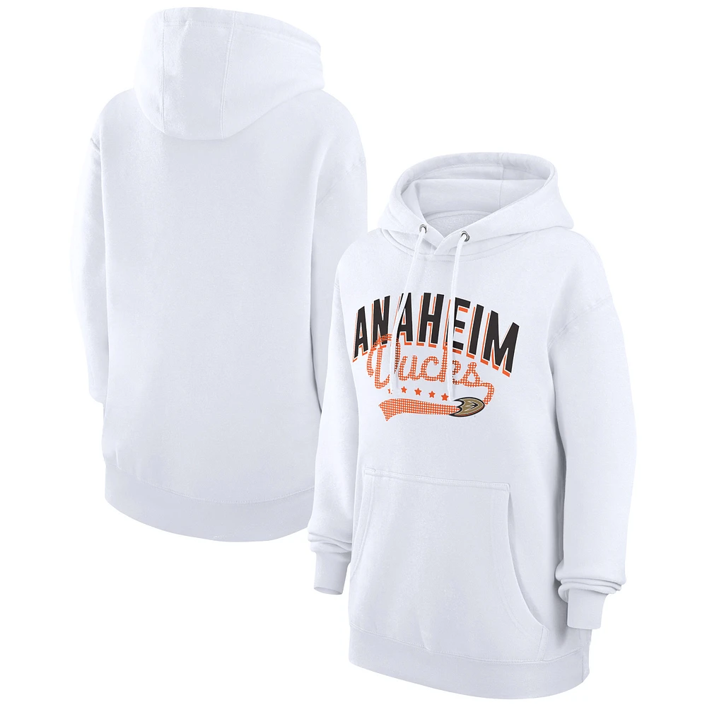 Women's G-III 4Her by Carl Banks White Anaheim Ducks Filigree Logo Pullover Hoodie
