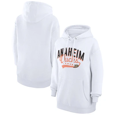 Women's G-III 4Her by Carl Banks White Anaheim Ducks Filigree Logo Pullover Hoodie