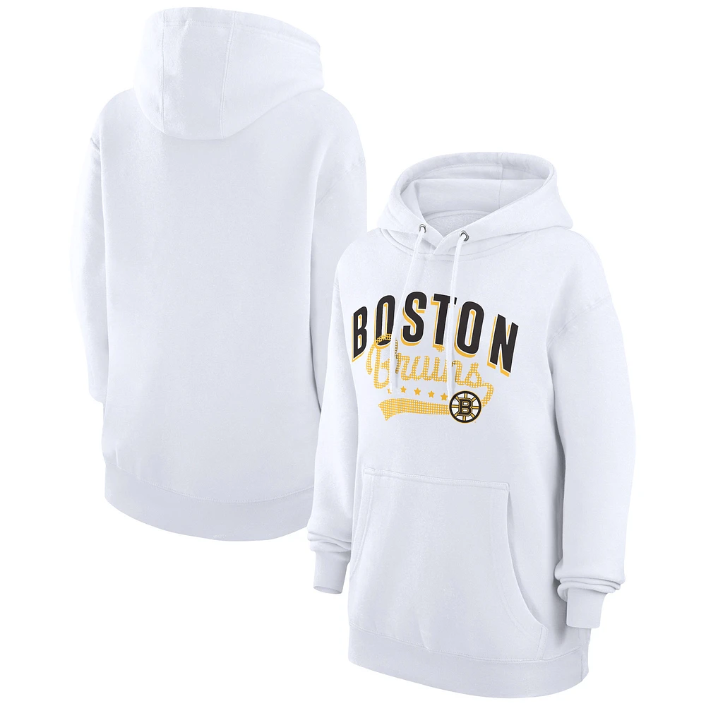 Women's G-III 4Her by Carl Banks White Boston Bruins Filigree Logo Pullover Hoodie