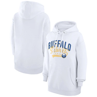 Women's G-III 4Her by Carl Banks White Buffalo Sabres Filigree Logo Pullover Hoodie