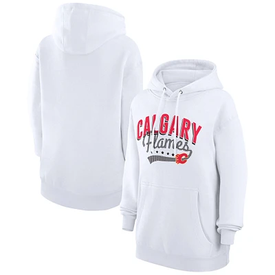 Women's G-III 4Her by Carl Banks White Calgary Flames Filigree Logo Pullover Hoodie