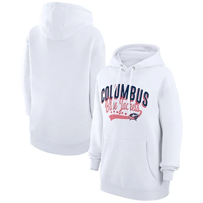 Women's G-III 4Her by Carl Banks White Columbus Blue Jackets Filigree Logo Pullover Hoodie