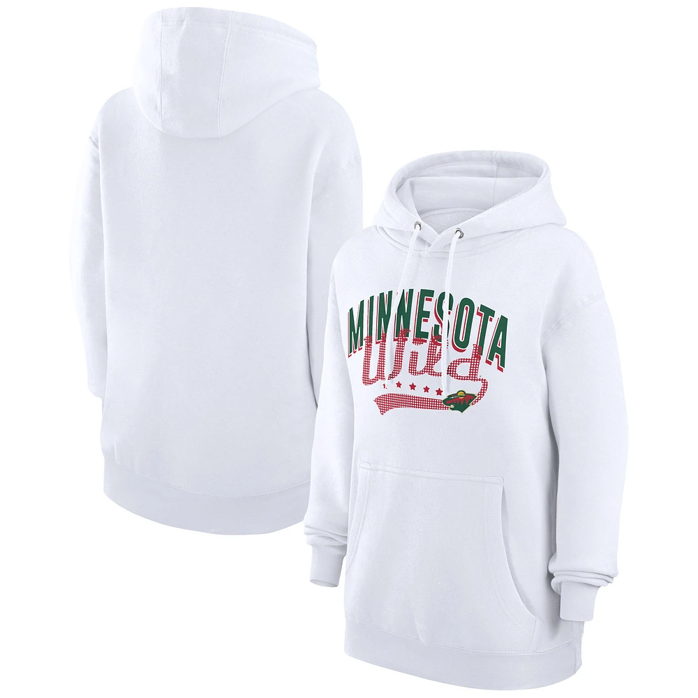 Women's G-III 4Her by Carl Banks White Minnesota Wild Filigree Logo Pullover Hoodie