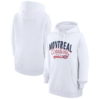 Women's G-III 4Her by Carl Banks White Montreal Canadiens Filigree Logo Pullover Hoodie