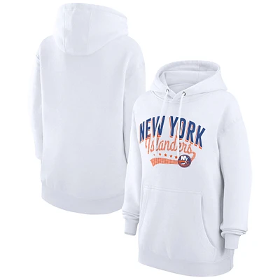 Women's G-III 4Her by Carl Banks White New York Islanders Filigree Logo Pullover Hoodie
