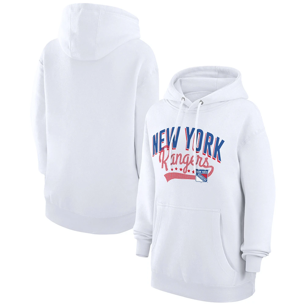 Women's G-III 4Her by Carl Banks White New York Rangers Filigree Logo Pullover Hoodie