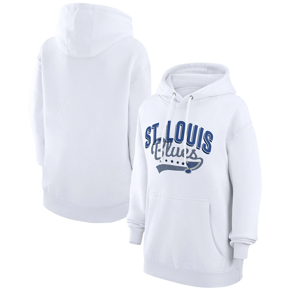 Women's G-III 4Her by Carl Banks White St. Louis Blues Filigree Logo Pullover Hoodie