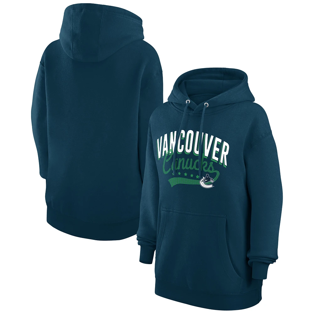 Women's G-III 4Her by Carl Banks Navy Vancouver Canucks Filigree Logo Pullover Hoodie