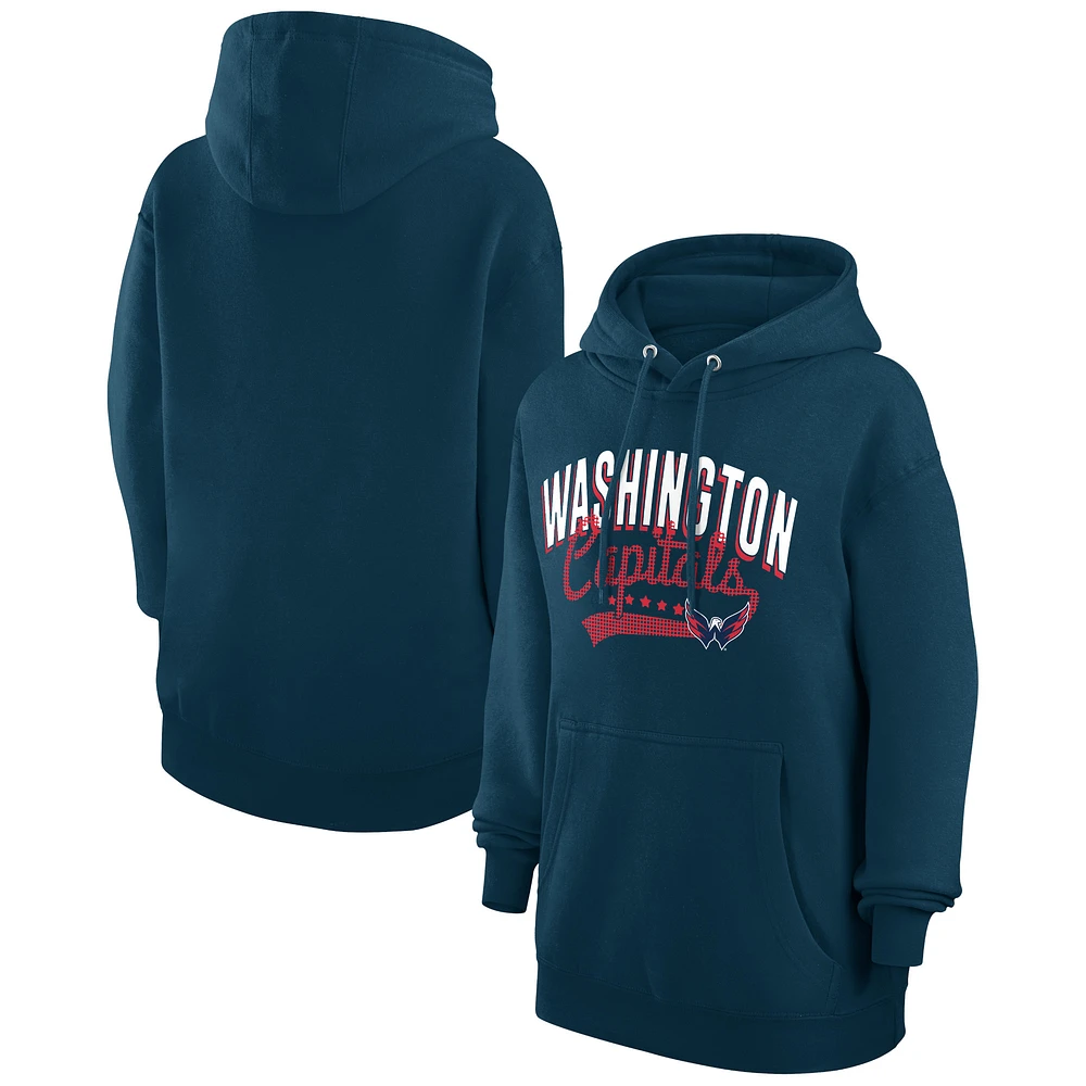 Women's G-III 4Her by Carl Banks Navy Washington Capitals Filigree Logo Pullover Hoodie