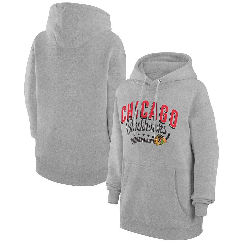 Women's G-III 4Her by Carl Banks Gray Chicago Blackhawks Filigree Logo Pullover Hoodie