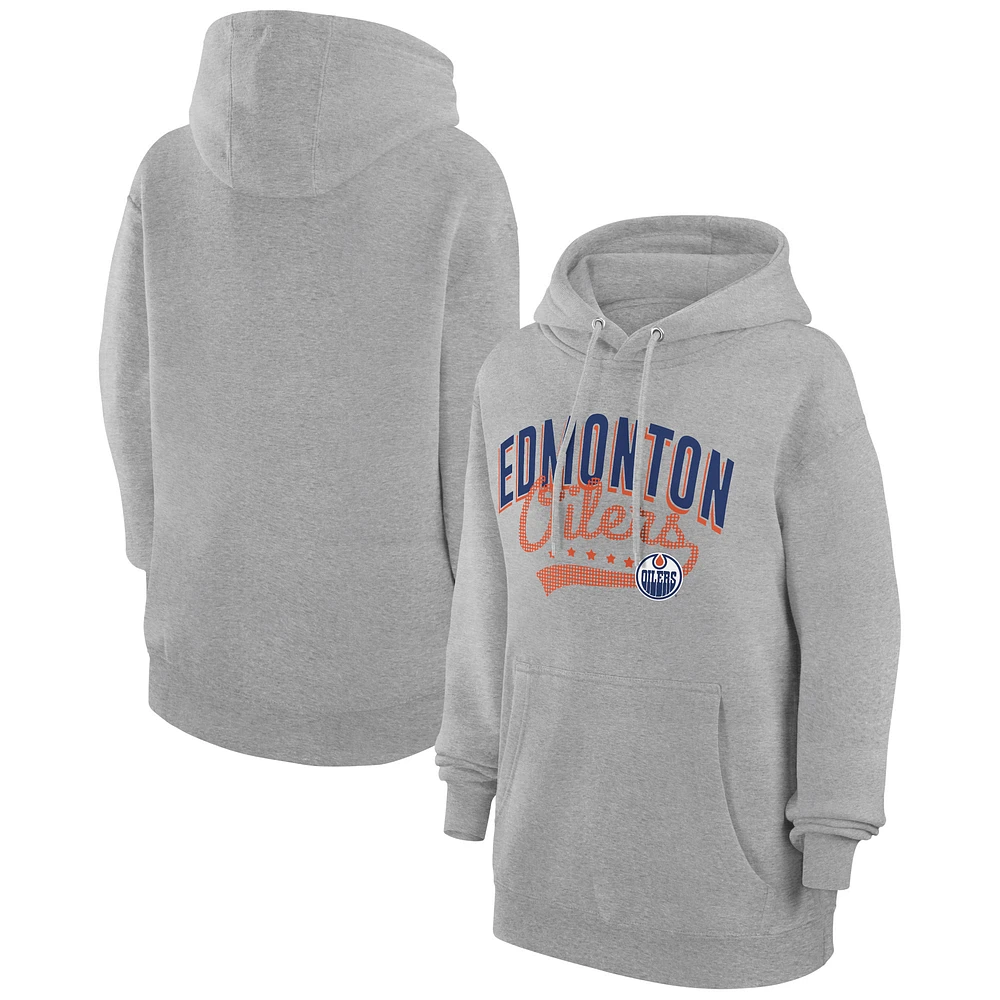 Women's G-III 4Her by Carl Banks Gray Edmonton Oilers Filigree Logo Pullover Hoodie