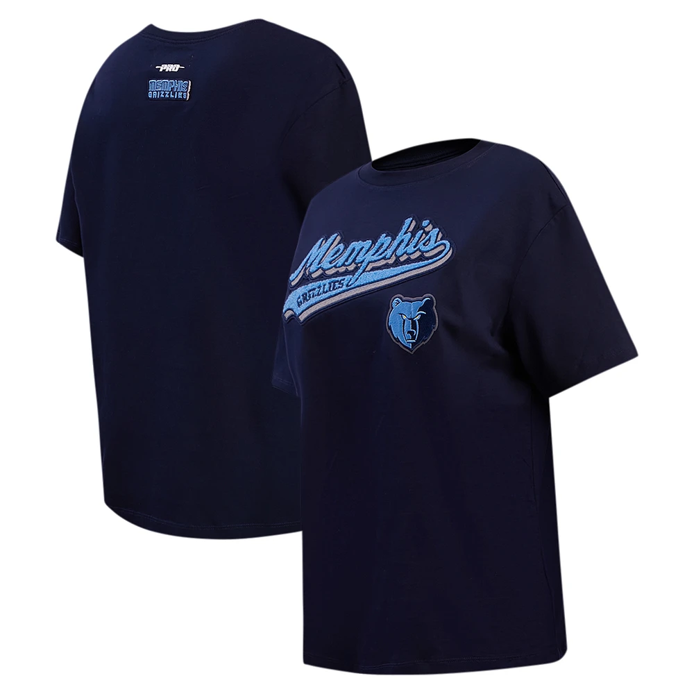 Women's Pro Standard Navy Memphis Grizzlies Script Boyfriend T-Shirt