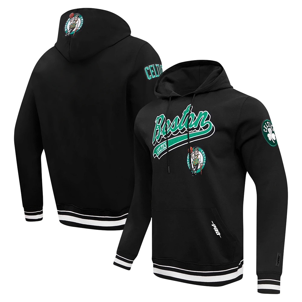 Men's Pro Standard Black Boston Celtics Script Tail Pullover Hoodie