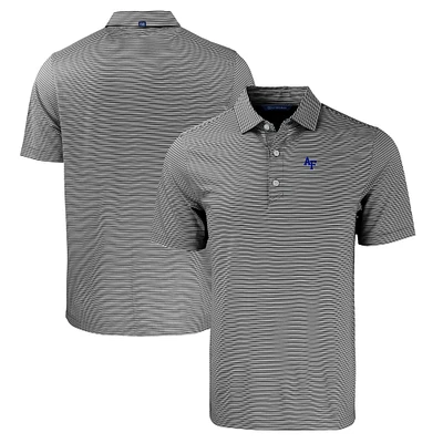 Men's Cutter & Buck Black/White Air Force Falcons Forge Eco Double Stripe Stretch Recycled Polo