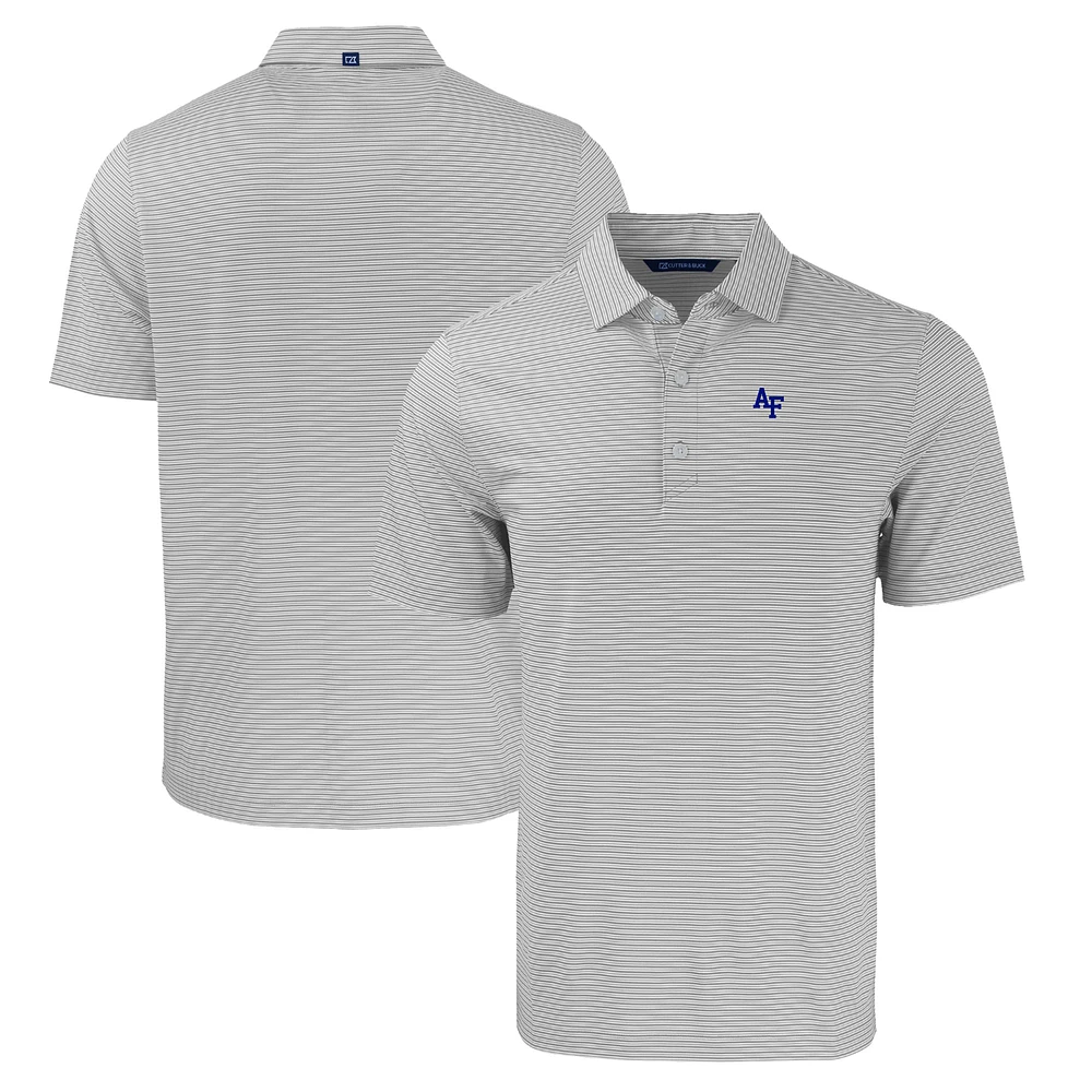 Men's Cutter & Buck Gray/White Air Force Falcons Forge Eco Double Stripe Stretch Recycled Polo