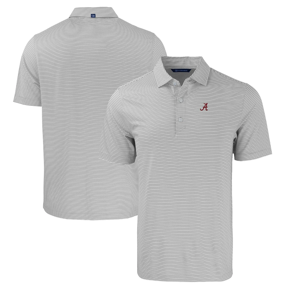 Men's Cutter & Buck Gray/White Alabama Crimson Tide Forge Eco Double Stripe Stretch Recycled Polo