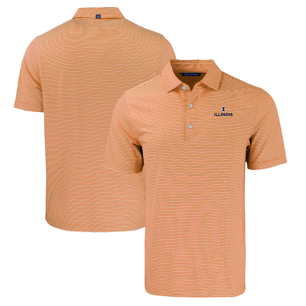 Men's Cutter & Buck Orange Illinois Fighting Illini Forge Eco Double Stripe Stretch Recycled Polo