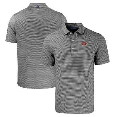 Men's Cutter & Buck Black/White Illinois State Redbirds Forge Eco Double Stripe Stretch Recycled Polo