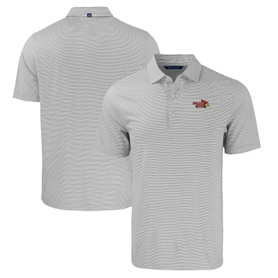 Men's Cutter & Buck Gray/White Illinois State Redbirds Forge Eco Double Stripe Stretch Recycled Polo