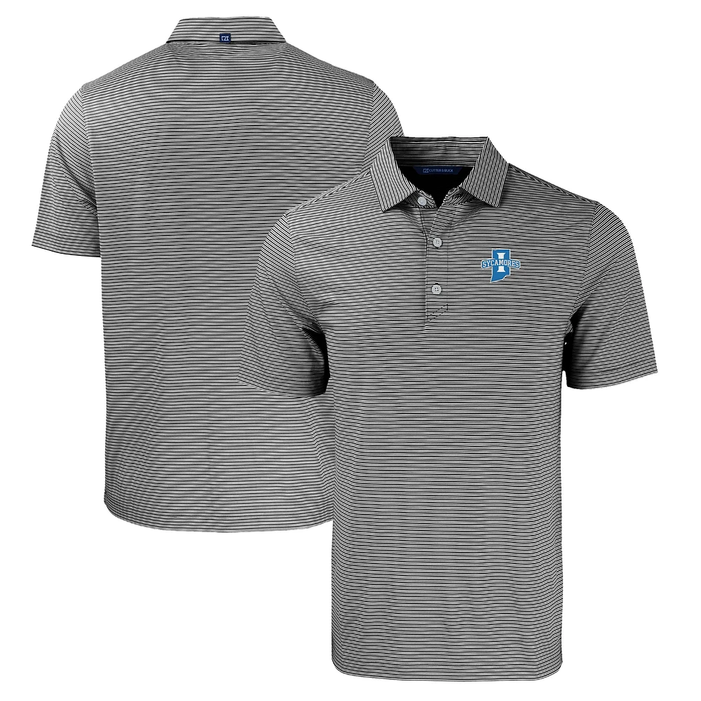 Men's Cutter & Buck /White Indiana State Sycamores Forge Eco Double Stripe Stretch Recycled Polo