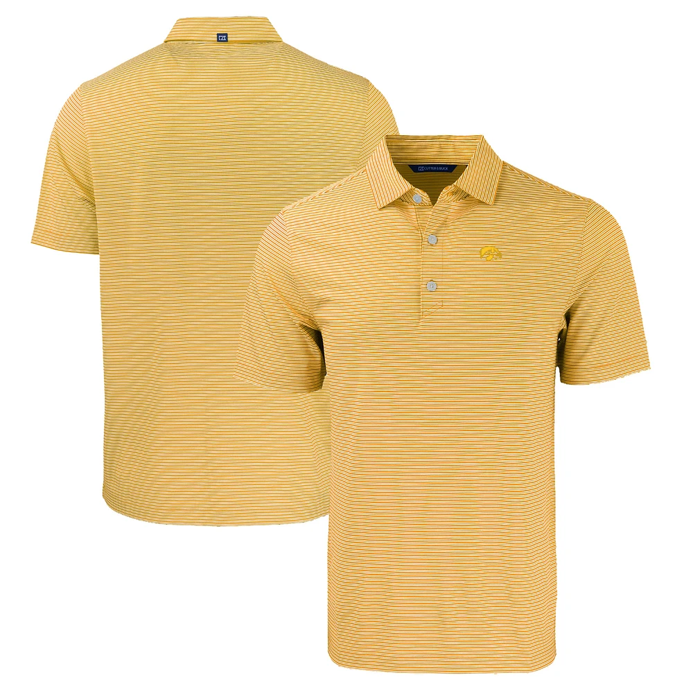 Men's Cutter & Buck Gold/White Iowa Hawkeyes Forge Eco Double Stripe Stretch Recycled Polo