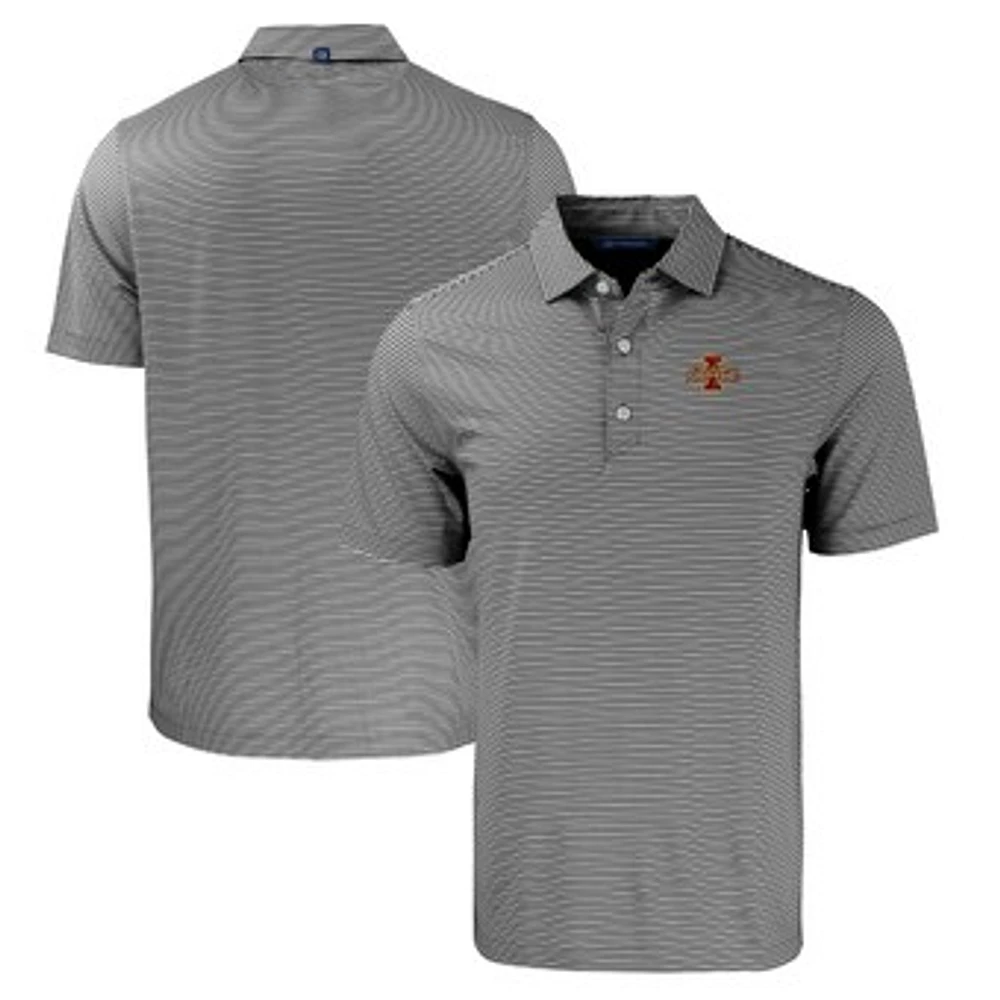 Men's Cutter & Buck Black/White Iowa State Cyclones Forge Eco Double Stripe Stretch Recycled Polo