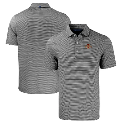 Men's Cutter & Buck Black/White Iowa State Cyclones Forge Eco Double Stripe Stretch Recycled Polo