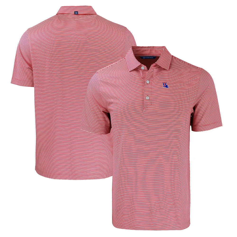 Men's Cutter & Buck Red Louisiana Tech Bulldogs Forge Eco Double Stripe Stretch Recycled Polo