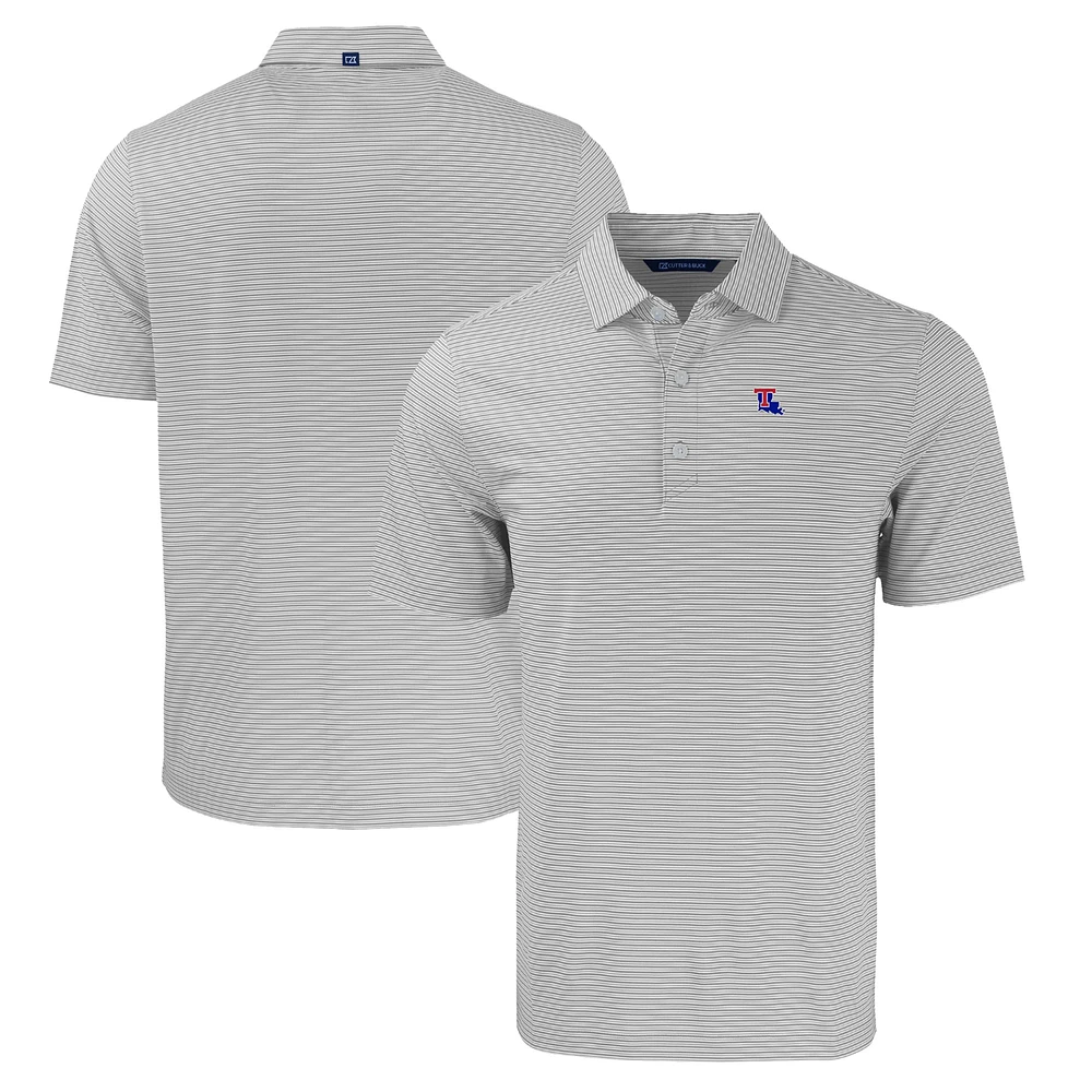 Men's Cutter & Buck Gray/White Louisiana Tech Bulldogs Forge Eco Double Stripe Stretch Recycled Polo