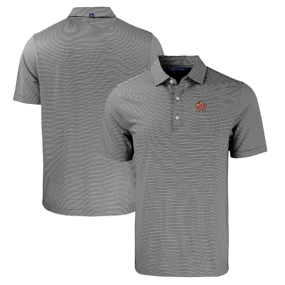 Men's Cutter & Buck Black/White Maryland Terrapins Forge Eco Double Stripe Stretch Recycled Polo
