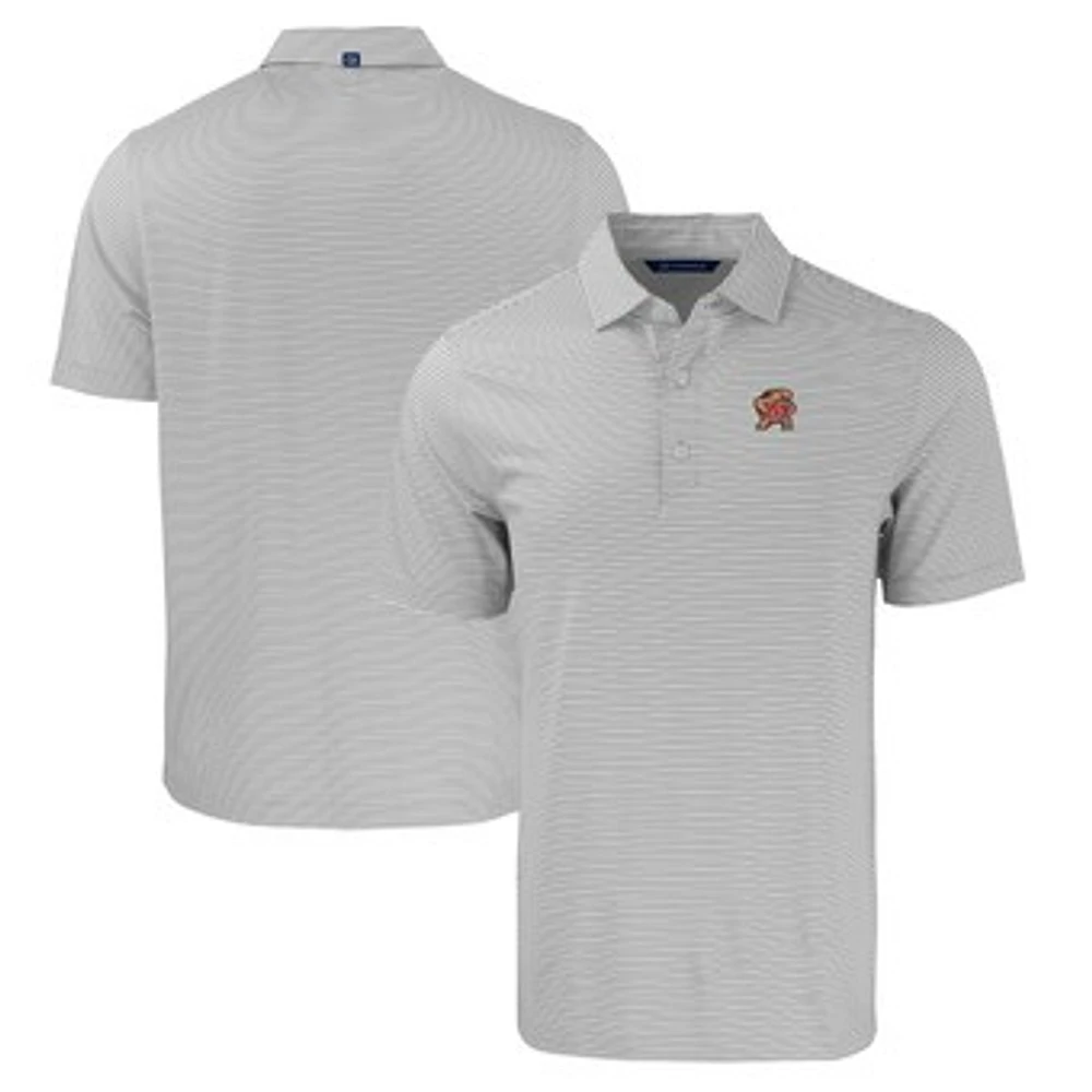 Men's Cutter & Buck Gray/White Maryland Terrapins Forge Eco Double Stripe Stretch Recycled Polo