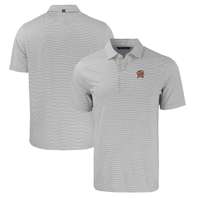 Men's Cutter & Buck Gray/White Maryland Terrapins Forge Eco Double Stripe Stretch Recycled Polo