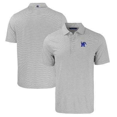 Men's Cutter & Buck /White Memphis Tigers Forge Eco Double Stripe Stretch Recycled Polo