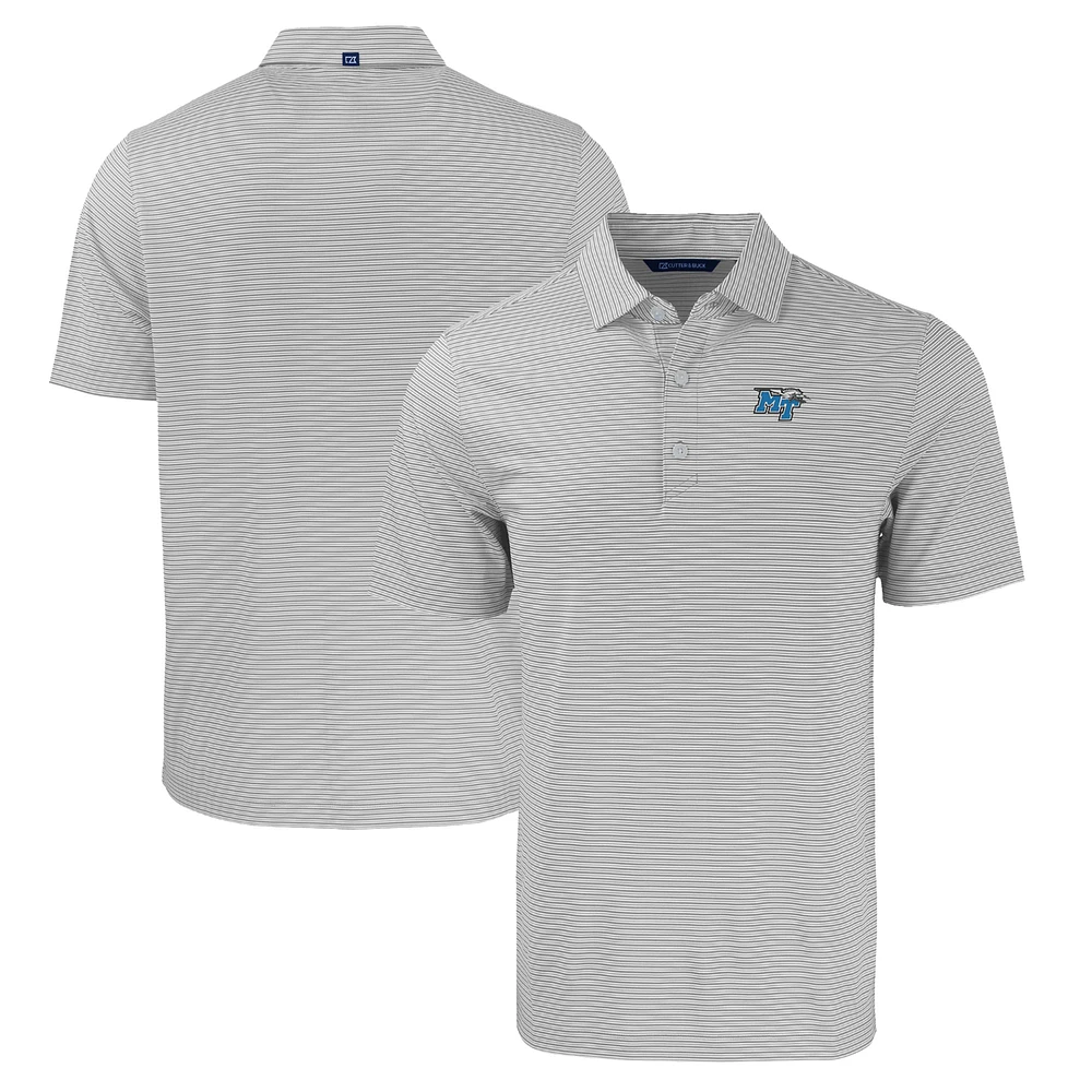 Men's Cutter & Buck Gray/White MTSU Blue Raiders Forge Eco Double Stripe Stretch Recycled Polo