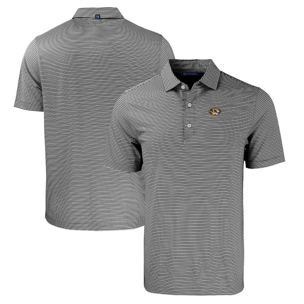 Men's Cutter & Buck Black/White Missouri Tigers Forge Eco Double Stripe Stretch Recycled Polo