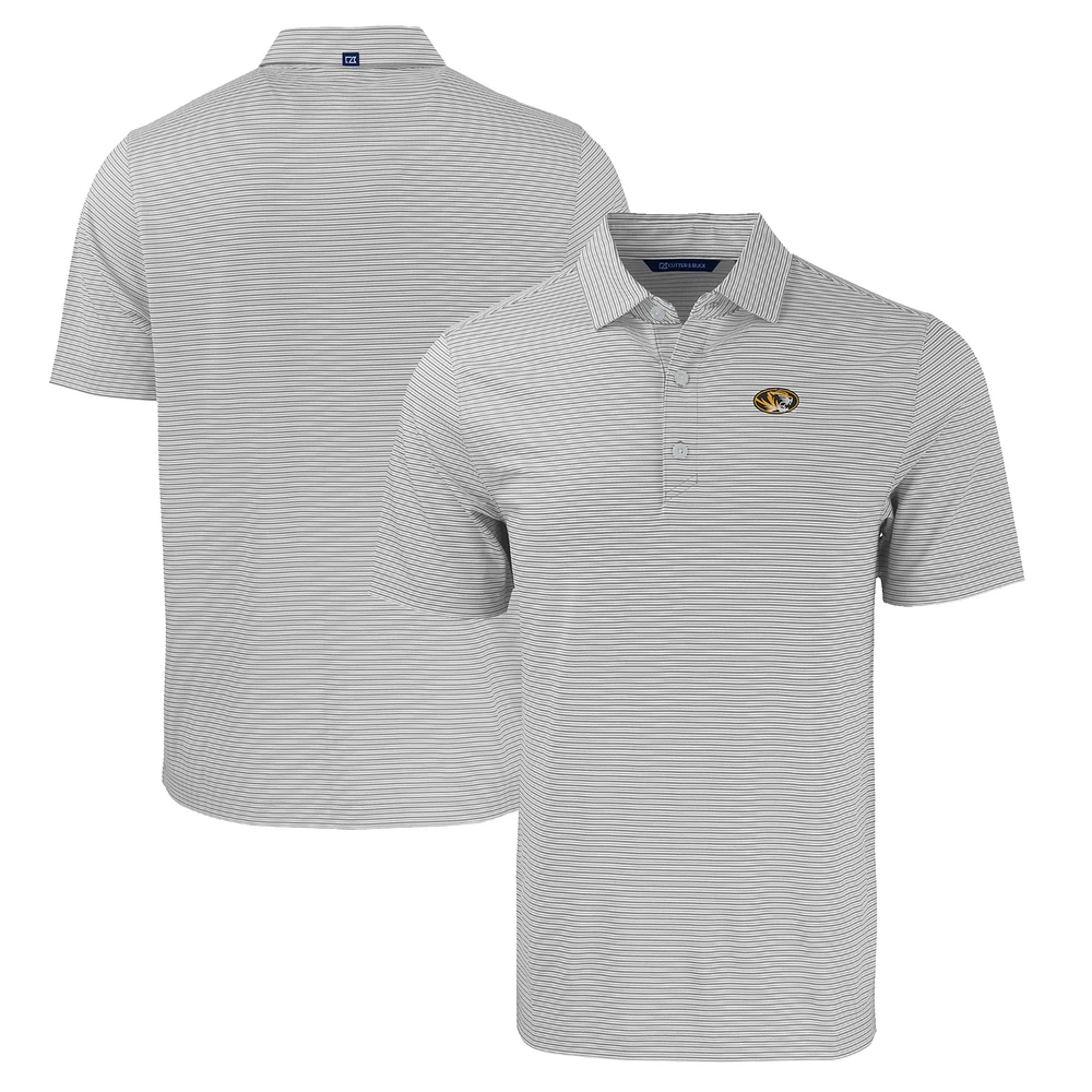 Men's Cutter & Buck Gray/White Missouri Tigers Forge Eco Double Stripe Stretch Recycled Polo