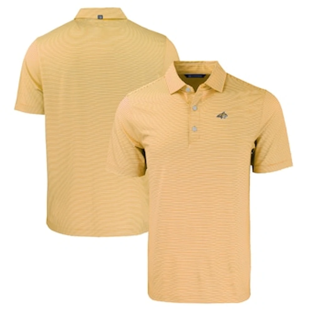 Men's Cutter & Buck Gold/White Montana State Bobcats Forge Eco Double Stripe Stretch Recycled Polo