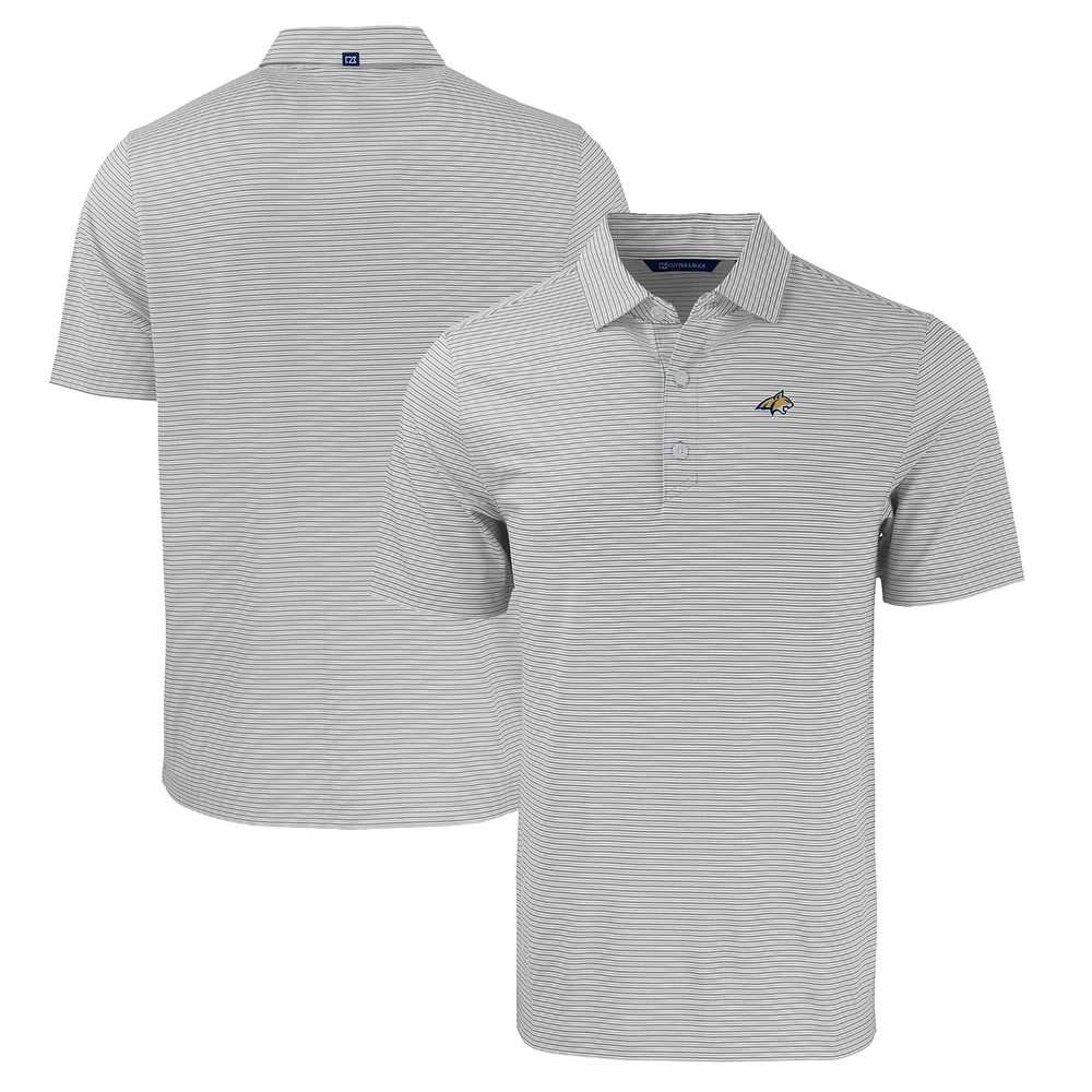 Men's Cutter & Buck Gray/White Montana State Bobcats Forge Eco Double Stripe Stretch Recycled Polo