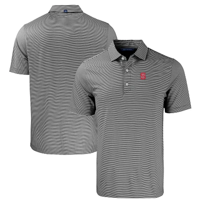 Men's Cutter & Buck Black/White NC State Wolfpack Forge Eco Double Stripe Stretch Recycled Polo