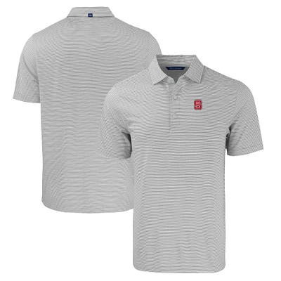 Men's Cutter & Buck Gray/White NC State Wolfpack Forge Eco Double Stripe Stretch Recycled Polo