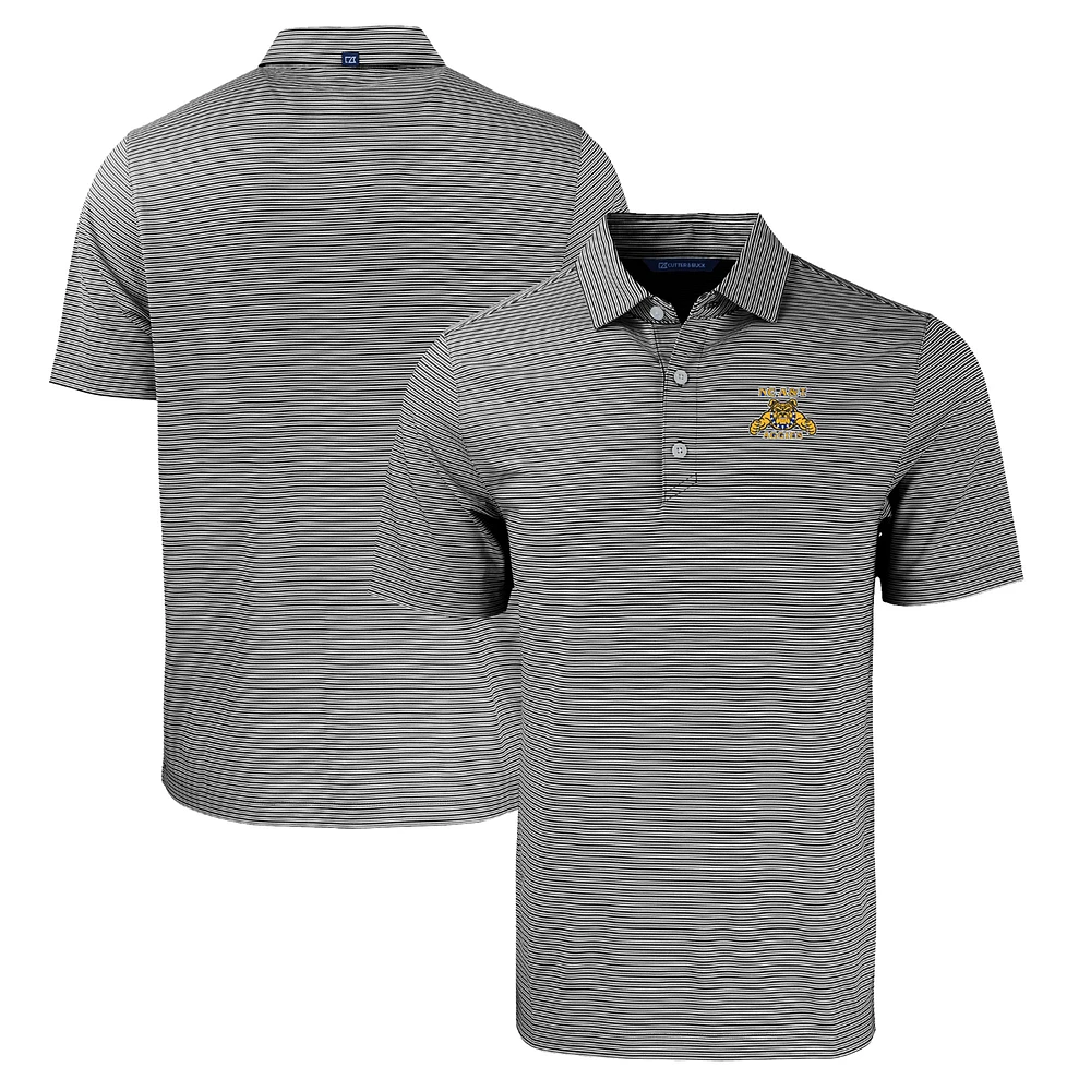 Men's Cutter & Buck Black/White North Carolina A&T Aggies Forge Eco Double Stripe Stretch Recycled Polo